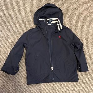 Polo windbreaker hide-able hood